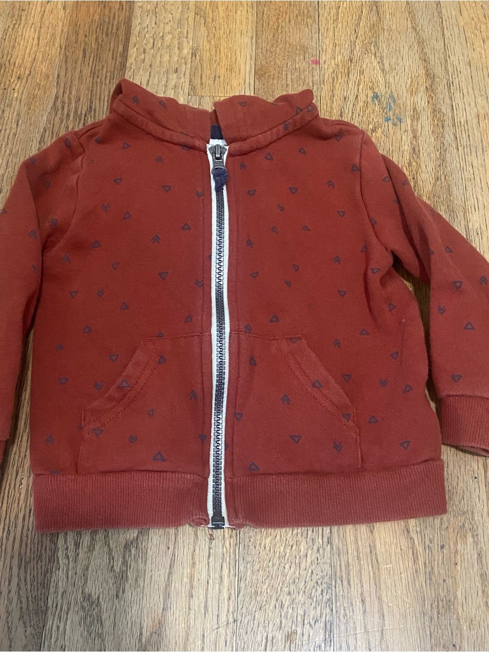 Carter's Baby Boy Rust Red Geometric Zip-Up Hoodie Jacket - Size 24M